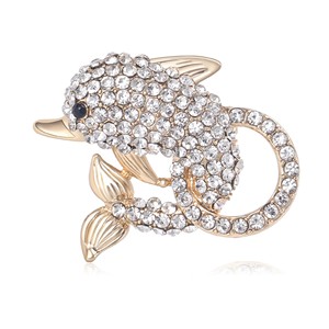Atacado para Mulheres Menina Presente Moda Rhinestone Jóias Animal Golfinho De Metal Broches - Product Image 2