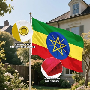 Bandera Nacional de Etiopía Personalizada al por Mayor, 90x150cm, Bandera Etiopía Verde Amarillo Rojo con Estrella, Impresión Digital, Poliéster 100D - Product Image 5