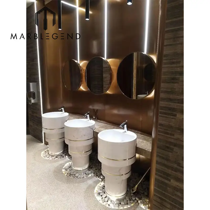 Lavabo de mármol blanco Natural tallado a mano, lavamanos de mármol para baño en venta