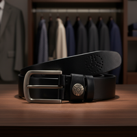 Ceinture pour homme Titancore, en cuir véritable monocouche durable, finition huilée, boucle en alliage solide, longueur réglable 4 cm, formelle