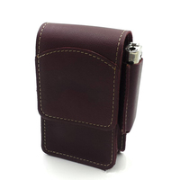 Portable en cuir Cig Case Litchi Grain cuir Cigarette stockage pour cigare et briquet cadeau pour mari père