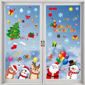 Vinilos Decorativos Navideños de Santa Claus y Renos para Escaparates, Oficinas y Decoración Festiva, Adhesivos Estáticos para Ventanas - Product Image 1