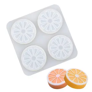 橘子柠檬切片蛋糕硅胶模具4腔圆形肥皂制作香薰肥皂工艺模具蜡烛模具手工用品