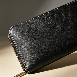 Portable Black Zippered Long Purse Textured Surface Large Capacity Card Bill Holder Casual <b>Wallet</b> - Product Image 5