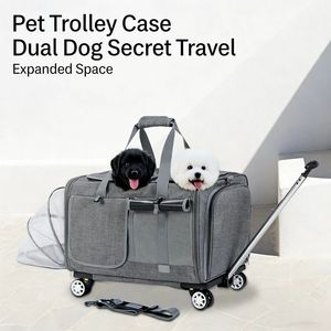 Sac de <span class=keywords><strong>transport</strong></span> <span class=keywords><strong>pour</strong></span> animaux de compagnie JXB à double compartiment, en tissu Oxford, avec fermeture éclair solide, écologique, avec roulettes amovibles, <span class=keywords><strong>pour</strong></span> <span class=keywords><strong>2</strong></span> petits <span class=keywords><strong>chats</strong></span> - Product Image 4