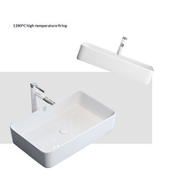 Évier de comptoir en céramique blanche, style F, 540x330mm, lavabo rectangulaire pour projet de décoration de salle de bain d'hôtel