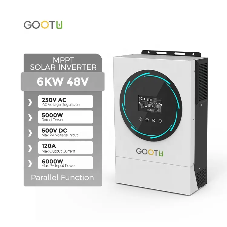Gootu 6KW 48V on off grid inverter 230V năng lượng mặt trời hệ thống 120A Dual MPPT điều khiển song song lai năng lượng mặt trời biến tần