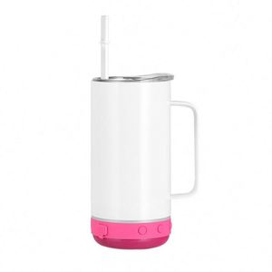20oz Stainless Steel Vacuum Insulated Sublimation Bluetooth Tumbler Straight Display Speaker Smart Wireless <b>Music</b> Cup Handle - Product Image 4