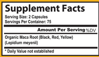 Livraison rapide, OEM, ODM, usine GMP, étiquette personnalisée, capsules de racine de maca pour adultes, 1900 MG, noir, rouge, jaune, complément alimentaire végétalien