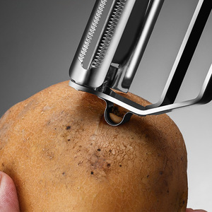 Pelador multifunción Jieyang 304 de acero inoxidable 3 en 1 de doble cabezal para frutas y verduras - Product Image 4