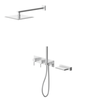 Ensemble de robinetterie de douche murale dissimulée de luxe, finition polie, moderne, système de douche pluie gain de place avec contrôle indépendant du débit d'eau