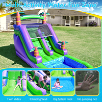 Toboggan aquatique gonflable commercial en PVC pour extérieur, jardin, adultes et enfants, avec piscine à jets d'eau et souffleur