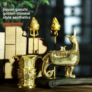 Contenitore Ornamentale in Ottone a Forma di Uccello, Stile <span class=keywords><strong>Antico</strong></span> Cinese di Lusso, Collezione Artistica Creativa - Product Image 6