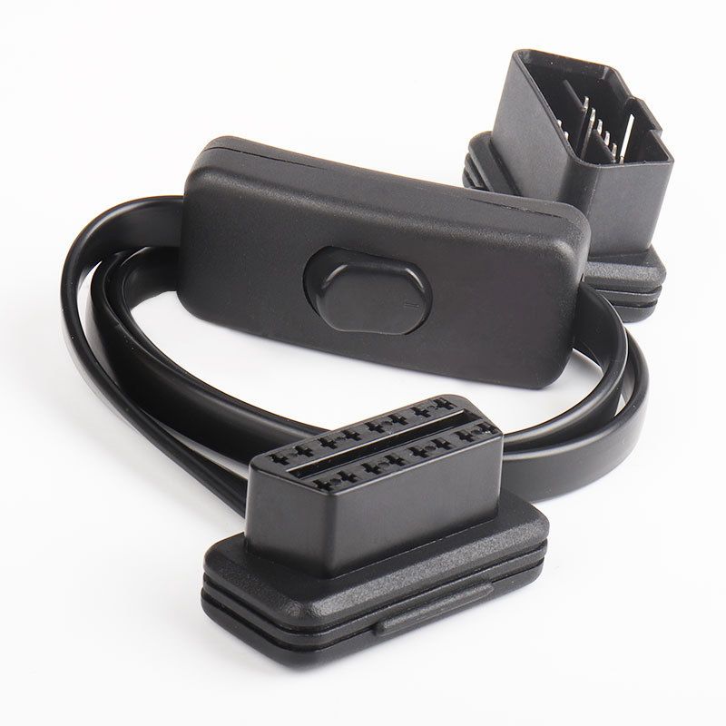 ultra thin noodle elbow with switch OBD extension cable OBD2 cable