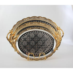 Plateau en métal de style rétro pour la décoration de la maison, plateau de service en métal facile à nettoyer pour un usage quotidien - Product Image 1