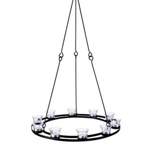 Lustre rond en métal pour bougies chauffe-plat, idéal pour la décoration intérieure, les centres de table de mariage et l'éclairage festif - Product Image 5