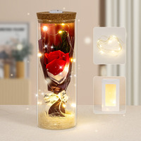 Cadeau de la Saint-Valentin, cadeau d'anniversaire, bouteille à vœux, lumière LED, rose artificielle, fleur éternelle, couvercle en verre