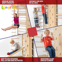 Ensemble de jeux d'intérieur suédois 9 en 1, aire de jeux Montessori, échelle murale, jungle gym, escalade, barres de traction, bois, 6 mois à 6 ans