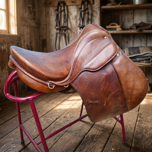 Selle d'équitation BS International en cuir véritable, avec arceau en bois, durable, unisexe, couleurs personnalisables, 18 pouces, NA81 - Product Image 1