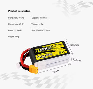Grepow <span class=keywords><strong>Tattu</strong></span> R-Line 3.0 Version <span class=keywords><strong>Funfly</strong></span> FPV Battery1050/1300/1400/1550/1800/2000mAh 120C 4S <span class=keywords><strong>6S</strong></span> 5S 4.2V Lipo Batterie pour FPV Drone - Product Image 5