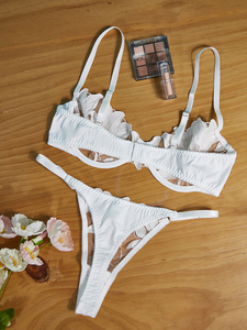 Set di mutandine <span class=keywords><strong>Bralette</strong></span> con spalline esotiche Sexy all'ingrosso 2 pezzi Set di biancheria <span class=keywords><strong>bianca</strong></span> moda donna - Product Image 4