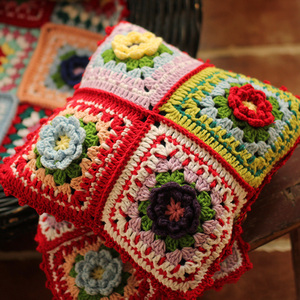 Y-F 34*34 Bohème Vintage Crochet Granny Place <span class=keywords><strong>Hippie</strong></span> Décoratif Fleur Coussin Throw Canapé Taie d'oreiller - Product Image 2