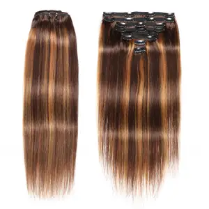 16-24 Inch 200g Clip In Human Hair Extensions Double Weft