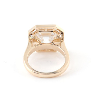 4CT asscher cắt bezel thiết lập moissanite 14k Vòng Vàng giảm dần Baguette bezel Bộ Nhẫn đính hôn kim cương Nhẫn cô dâu đồ trang sức - Product Image 6