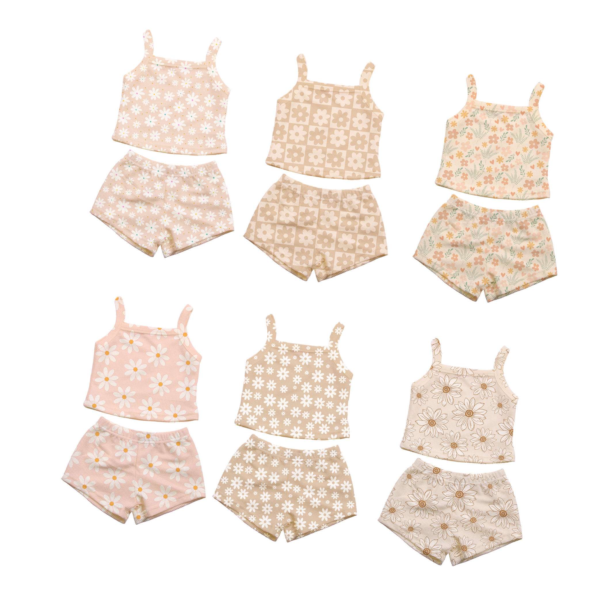 summer wholesale kids clothes sets for girls outfit casual toddler baby printed floral tank shorts children clothing