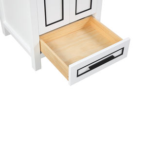 Meuble-lavabo moderne haut de gamme autoportant de 24 pouces avec vasque en céramique et caractéristiques résistantes à l'eau - Product Image 6