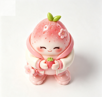 Figurine de collection personnalisée en PVC et ABS, motif fraise rose de dessin animé, statue d'art fabriquée en Chine, OEM sur mesure pour la vente en gros aux marques