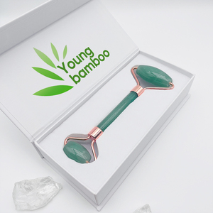 Rodillo de Jade de Cuarzo Rosa Natural de Doble Cabeza para Masaje Facial, Venta Caliente - Product Image 5