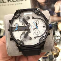 Montre-bracelet à quartz multifonctionnelle à quatre fuseaux horaires en acier inoxydable haut de gamme pour hommes, montre en cuir