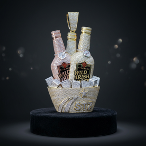 Colgante de Lujo con Forma de Botella de Champán con Incrustaciones de Diamantes en Plata de Ley 925 con Diamantes E-F VVS VS CVD, Joyería Hip Hop para Hombre - Product Image 6