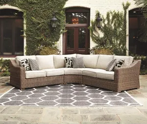 Outdoor Wicker Patio Sofa With Cushion And 2 Pillows