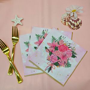 Floral Printed <b>Paper</b> Napkins 330mm Square Disposable For Themed Party Decorations - Product Image 4