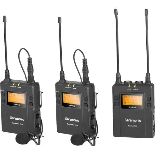 Saramonic UwMic9 Kit2 Dual Channel UHF Microphone System For field recording, broadcast TV, vlogging,