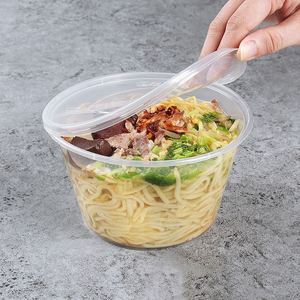 Circular Plastic Container Bowl, Disposable Biodegradable Soup <b>Cup</b> with Lid - Product Image 1