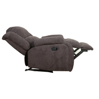 Ensemble de canapés inclinables manuels en tissu gris de luxe moderne avec porte-gobelets et console avec porte-boissons