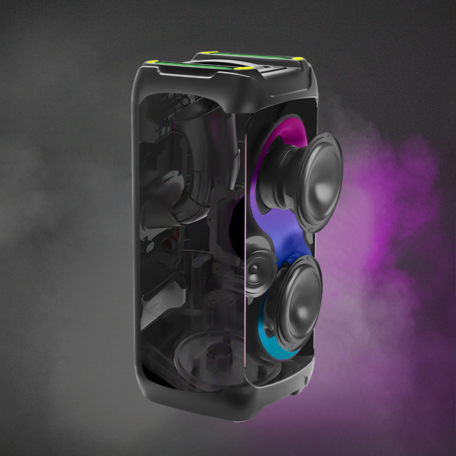 Portable Wireless Bass Speaker RGB Double 6.5inch Horn Big Multi Function BT Speaker With Remote Control Microphone