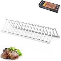 Support à côtes en acier inoxydable 430, support de grille pour Barbecue avec 16 fentes