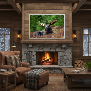 Rustic Moose <b>Canvas</b> Wall Art: Printed Cabin Decor for Lodge & Hunting Room,WHITE <b>FRAMED</b> <b>CANVAS</b> - Product Image 3
