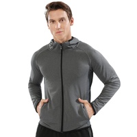 Veste de sport pour homme Sweat à capuche décontracté à fermeture éclair complète Séchage rapide Fitness Jogging Entraînement Veste à manches longues