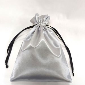 Bolsa de Satén Gris Personalizada con Cordón de Cinta, Bolsas de Seda para Joyería - Product Image 6