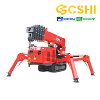 Mini-grue araignée compacte sur chenilles, alimentée au diesel ou à l'électricité, avec flèche télescopique hydraulique et jib de manutention, certifiée CE