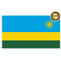 Vente en gros 3x5ft Drapeaux du Rwanda Polyester 68D/100D Personnaliser toutes les nations expédition rapide Fournisseur fiable livraison rapide