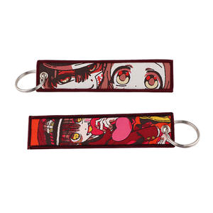 Promotionnel mignon imprimé dessin animé Anime broderie porte-clés tissé tissu étiquette Jet Tag broderie porte-clés - Product Image 3