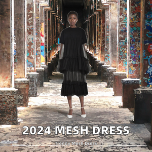 Colección Otoño 2024: Nuevo Diseño Exclusivo de Moda Casual con Malla Multinivel, Maxi Talla Grande, Cuello Redondo, Manga Corta y Estampado de Ganchillo - Product Image 3