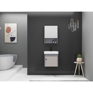 CR <b>Grey</b> Aluminum Alloy <b>Bathroom</b> Vanity Set 60 Inch Smart <b>Mirror</b> <b>Cabinet</b> One Piece Ceramic Basin - Product Image 5