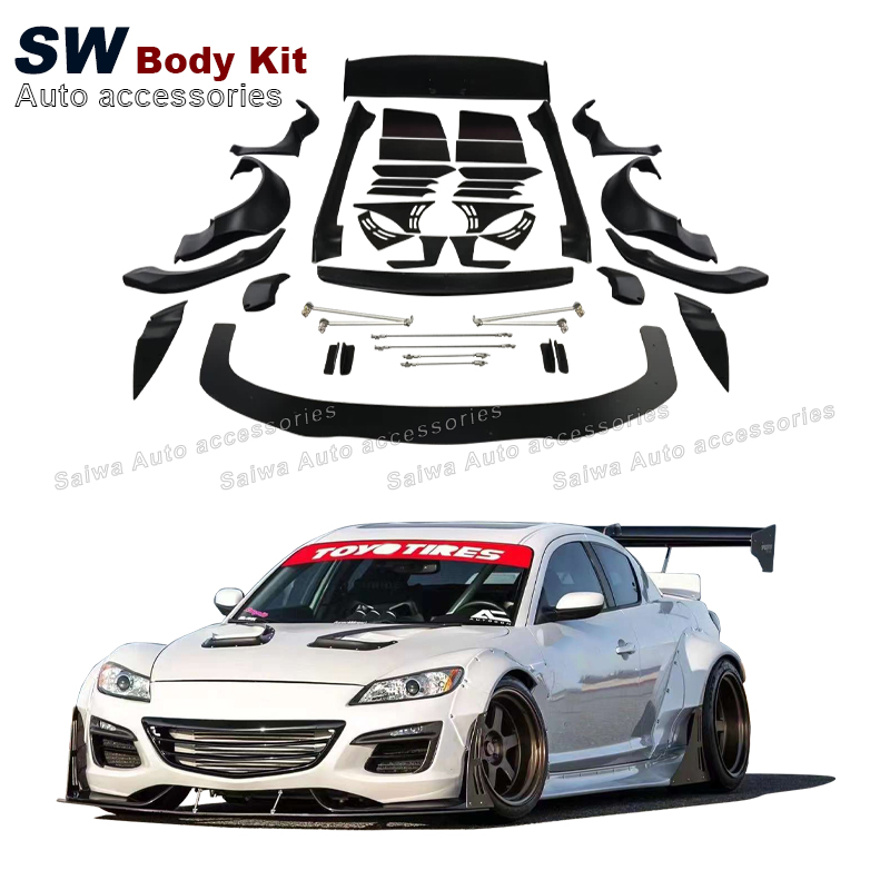 マツダRX8 1/24 カスタム　アシェット 新品未使用品の改造 高品質ロケットバニー スタイル ワイドボディキット マツダ RX8